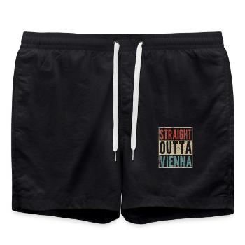 Straight outta Vienna - Swim Trunks - black - Front - AI Model Male 185 light (185cm)