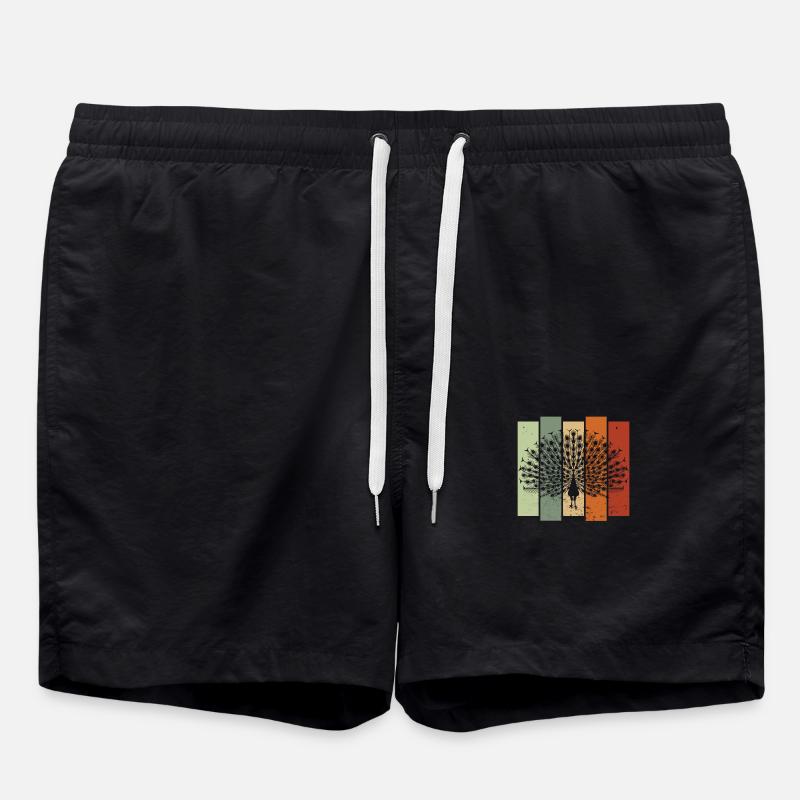 Paon rétro Birdwatching Bird Watcher - Short de bain - noir