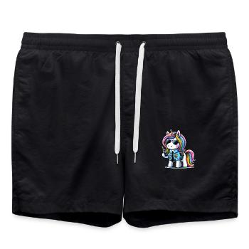 Licorne Arc-en-ciel Licorne mignonne Sécurité - Short de bain - noir - Devant - AI Model Male 185 light (185cm)