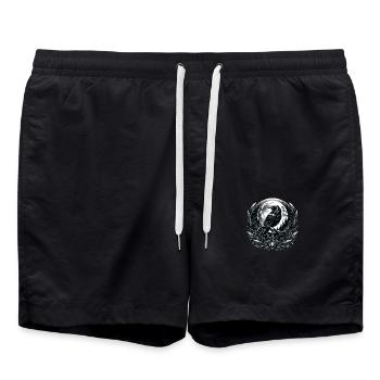 Mystical Raven and Moon: Gothic Elegance - Swim Trunks - black - Front - AI Model Male 185 light (185cm)