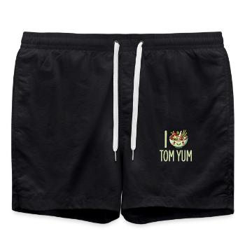 Tom Yum soupe enthousiaste Art - Cuisine thaïlandaise Unique - Short de bain - noir - Devant - AI Model Male 185 light (185cm)