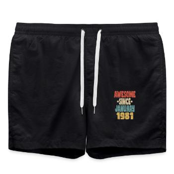 Fantastischer Januar 1981 - Badeshorts - Schwarz - Vorne - AI Model Male 185 light (185cm)