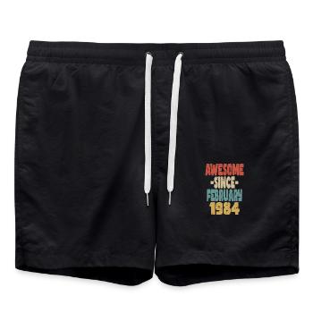 Awesome February 1984 - Swim Trunks - black - Front - AI Model Male 185 light (185cm)