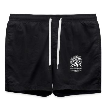 Montagne moderne en plein air - Noir et blanc - Short de bain - noir - Devant - AI Model Male 185 light (185cm)