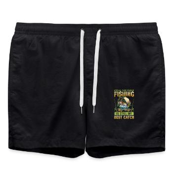 Nach all den Jahren des Fischens ist meine Frau immer noch - Badeshorts - Schwarz - Vorne - AI Model Male 185 light (185cm)