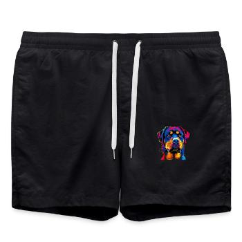 Rottweiler Dog Bright Colors Pop Art Pride Dogs - Swim Trunks - black - Front - AI Model Male 185 light (185cm)