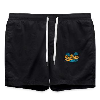 Dominica Souvenir – Tropical Palm Trees and - Swim Trunks - black - Front - AI Model Male 185 light (185cm)