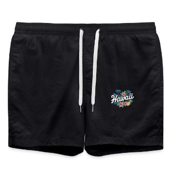 Souvenir Hawaï Fleurs tropicales et ananas - Short de bain - noir - Devant - AI Model Male 185 light (185cm)