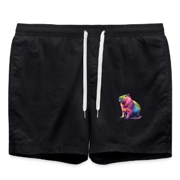 Colorful Capybara Rainbow Graphic for - Swim Trunks - black - Front - AI Model Male 185 light (185cm)