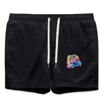 Colorful Leopard Artwork for Wildlife Lovers - Swim Trunks - black - Front - AI Model Male 185 light (185cm)