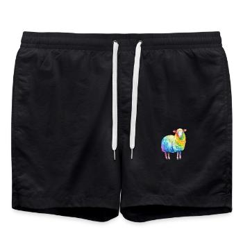 Buntes Schaf - Rainbow Sheep Farm Animal Farmer - Badeshorts - Schwarz - Vorne - AI Model Male 185 light (185cm)