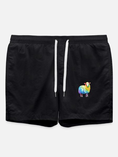 Buntes Schaf - Rainbow Sheep Farm Animal Farmer - Badeshorts - Schwarz