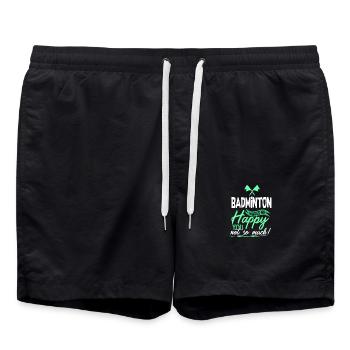 Badminton Federball Spruch - Badeshorts - Schwarz - Vorne - AI Model Male 185 light (185cm)