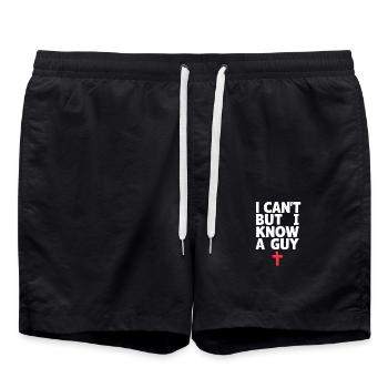 Ich Kann Nicht Aber Ich Kenne Einen Jesus Kreuz - Badeshorts - Schwarz - Vorne - AI Model Male 185 light (185cm)