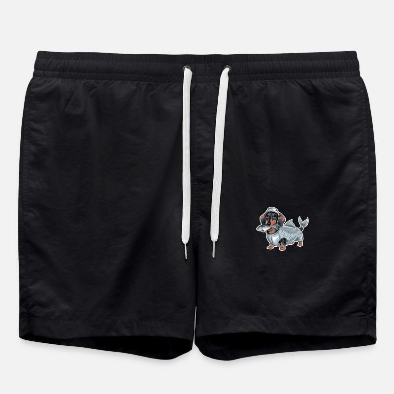 Teckel déguisé en poisson - Short de bain - noir