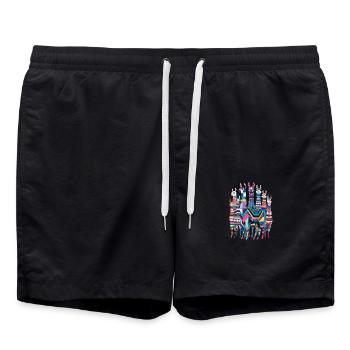 Colorful Llama Pattern Imaginative and Vibrant - Swim Trunks - black - Front - AI Model Male 185 light (185cm)