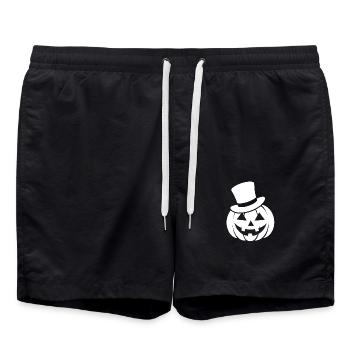 Citrouille d’Halloween souriante drôle avec chapeau haut de forme - Short de bain - noir - Devant - AI Model Male 185 light (185cm)