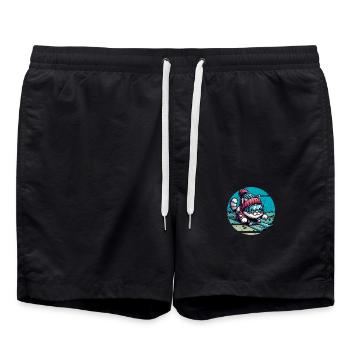 Wintersport Winter Ski Katze Schnee Kinder Lustig - Badeshorts - Schwarz - Vorne - AI Model Male 185 light (185cm)