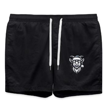 Drôle de chèvre de Noël avec chapeau de Père Noël - Short de bain - noir - Devant - AI Model Male 185 light (185cm)
