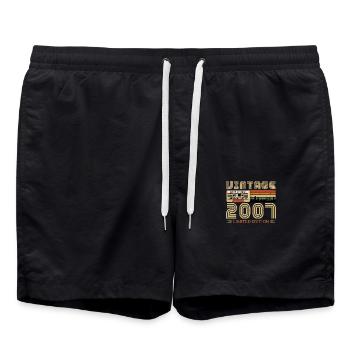 2007 Vintage Born 2007 Vintage Geburtstagsgeschenk - Badeshorts - Schwarz - Vorne - AI Model Male 185 light (185cm)