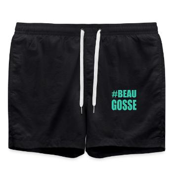 Handsome. dad. humor. man. guy. feast - Swim Trunks - black - Front - AI Model Male 185 light (185cm)