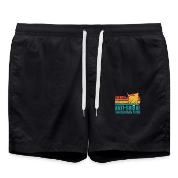 I am not anti-social I am selectively Jack Russell - Badeshorts - Schwarz - Vorne - AI Model Male 185 light (185cm)