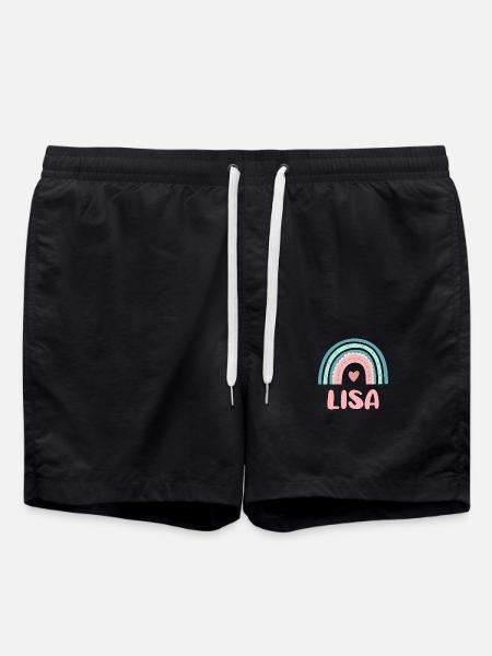Lisa Name Rainbow Baby - Swim Trunks - black