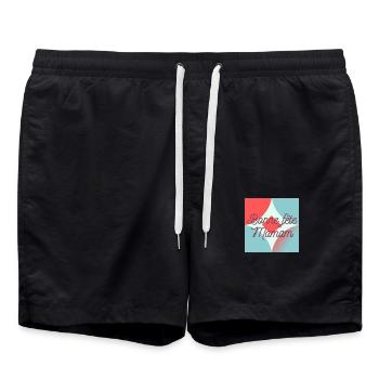 FÊTE DES MÈRES,BONNE FÊTE MAMAN,MAMAN,JE T'AIME - Short de bain - noir - Devant - AI Model Male 185 light (185cm)