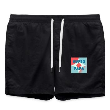 DAD. FATHER's DAY. HAPPY BIRTHDAY DAD. HAPPY BIRTHDAY - Swim Trunks - black - Front - AI Model Male 185 light (185cm)
