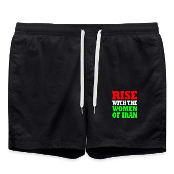 Rise with the women of iran - Short de bain - noir - Devant - AI Model Male 185 light (185cm)