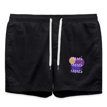 MERCI. THANKS. THANK YOU. ANNIVERSAIRE. NAISSANCE. - Short de bain - noir - Devant - AI Model Male 185 light (185cm)