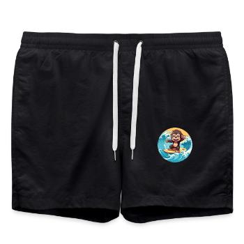 Surfing chimpanzee, sporty animal design - Swim Trunks - black - Front - AI Model Male 185 light (185cm)