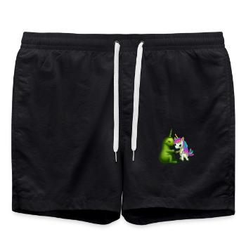 Freunde aus anderen Welten: Alien trifft Einhorn - Badeshorts - Schwarz - Vorne - AI Model Male 185 light (185cm)