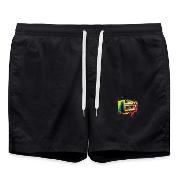 1950's Antique Radio - Swim Trunks - black - Front - AI Model Male 185 light (185cm)