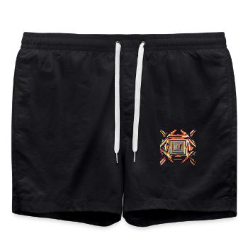 optical illusions or abstract geometrical patt - Short de bain - noir - Devant - AI Model Male 185 light (185cm)