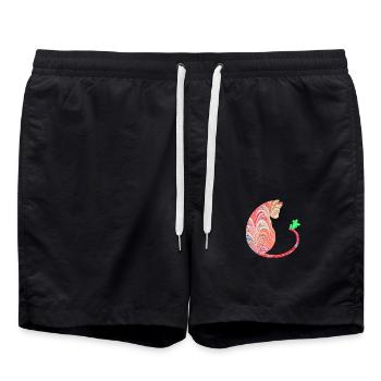 cat with fee e 106 - Swim Trunks - black - Front - AI Model Male 185 light (185cm)