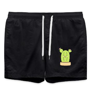 Cactus Kawaii Plante Kawaii Enfants - Short de bain - noir - Devant - AI Model Male 185 light (185cm)
