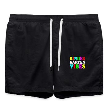 kindergarten vibes - Swim Trunks - black - Front - AI Model Male 185 light (185cm)