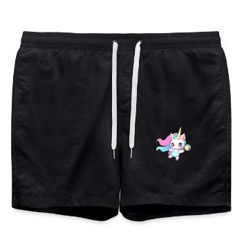 Einhorn spielt Volleyball - Badeshorts - Schwarz - Vorne - AI Model Male 185 light (185cm)