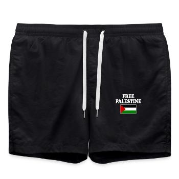 Free palestine - Short de bain - noir - Devant - AI Model Male 185 light (185cm)