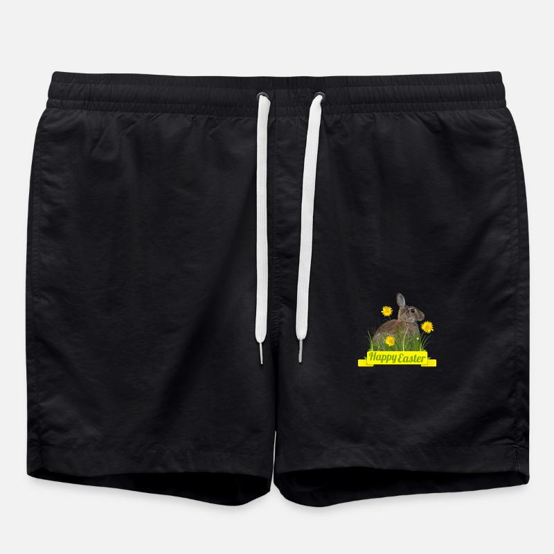 Happy Easter rabbit cony - Swim Trunks - black