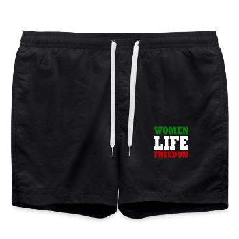 Women life freedom iran - Swim Trunks - black - Front - AI Model Male 185 light (185cm)