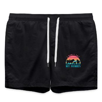 I don't eat my Hommies Vegan - Badeshorts - Schwarz - Vorne - AI Model Male 185 light (185cm)