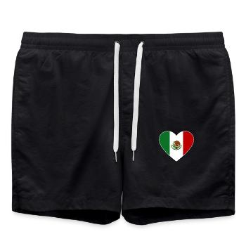 Cœur de drapeau du Mexique - Short de bain - noir - Devant - AI Model Male 185 light (185cm)
