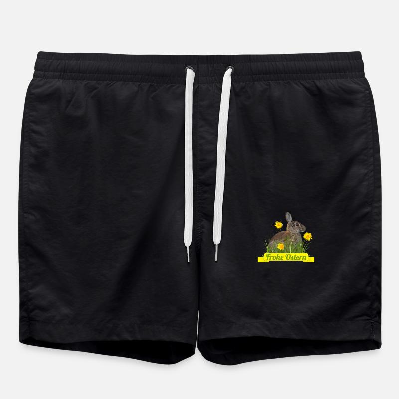 Frohe Ostern Osterhase - Badeshorts - Schwarz