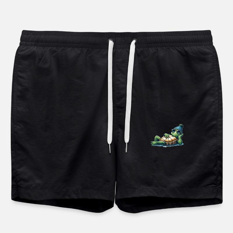 Chillkröte Schildkröte cool chillen Geschenk - Badeshorts - Schwarz