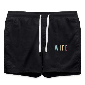Retro Wife Matching Couple Wedding Party Mariage - Short de bain - noir - Devant - AI Model Male 185 light (185cm)