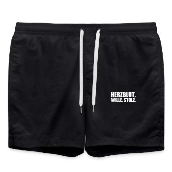 Herzblut wille stolz - Badeshorts - Schwarz - Vorne - AI Model Male 185 light (185cm)