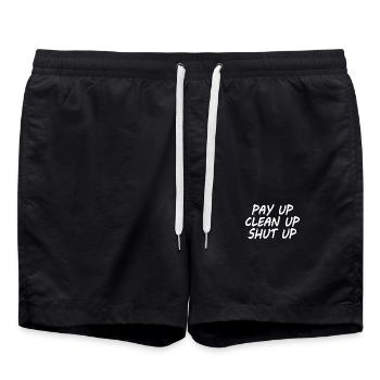 Pay up clean up shut up - Swim Trunks - black - Front - AI Model Male 185 light (185cm)