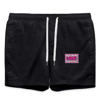 LOVE. COUPLE. JUST MARRIED. EVJF. SAINT VALENTIN. - Short de bain - noir - Devant - AI Model Male 185 light (185cm)